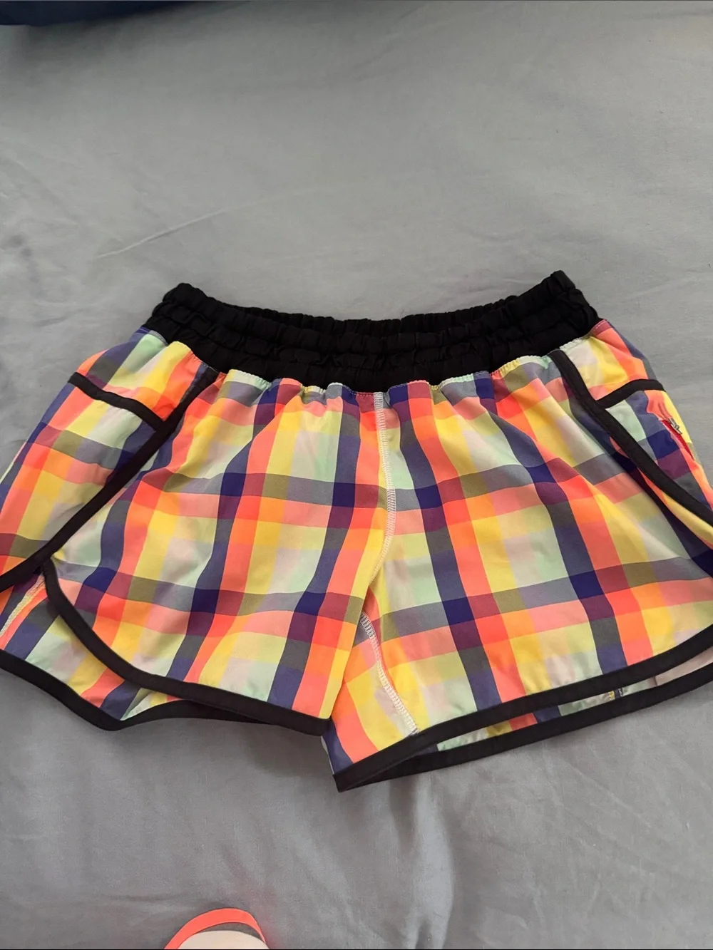 lululemon Neon Plaid Tracker 5 sho Athletic Shorts with liner 4” inseam - Picture 1 of 6